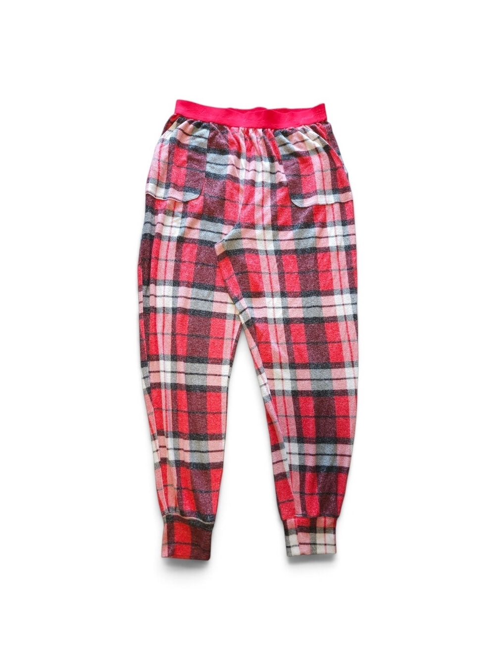 PINK Victoria's Secret Pink & Red Plaid Fleece Pajama Pants